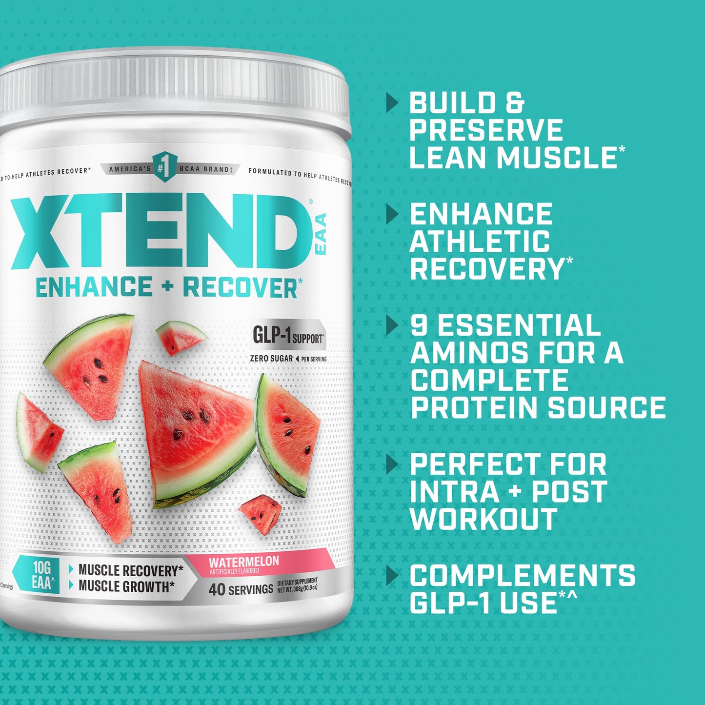 Xtend EAA + BCAA Powder with Zero Sugar, 10.9 Ounce