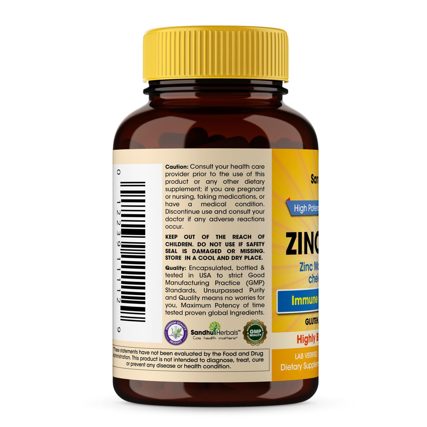 SANDHUHERBALS Zinc 30mg Capsules 120 Count