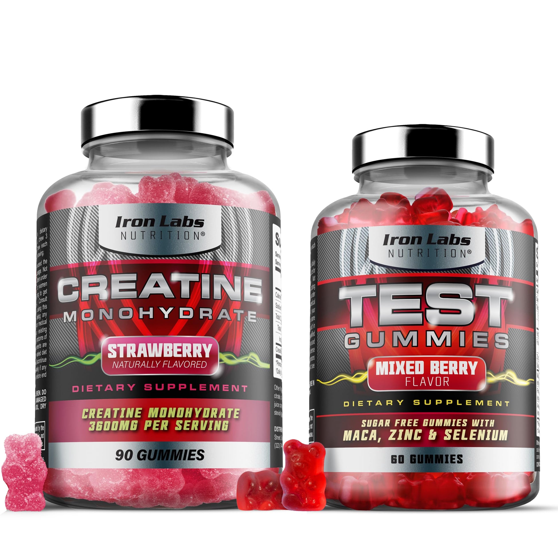 Iron Labs Nutrition Muscle Gummy Bundle - Creatine Monohydrate Gummies & Testo Gummies for Men, Chewable, 150 Count