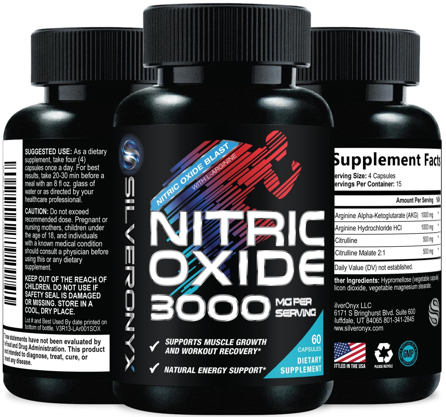 SILVERONYX Extra Strength Nitric Oxide Booster Capsule 60 Count
