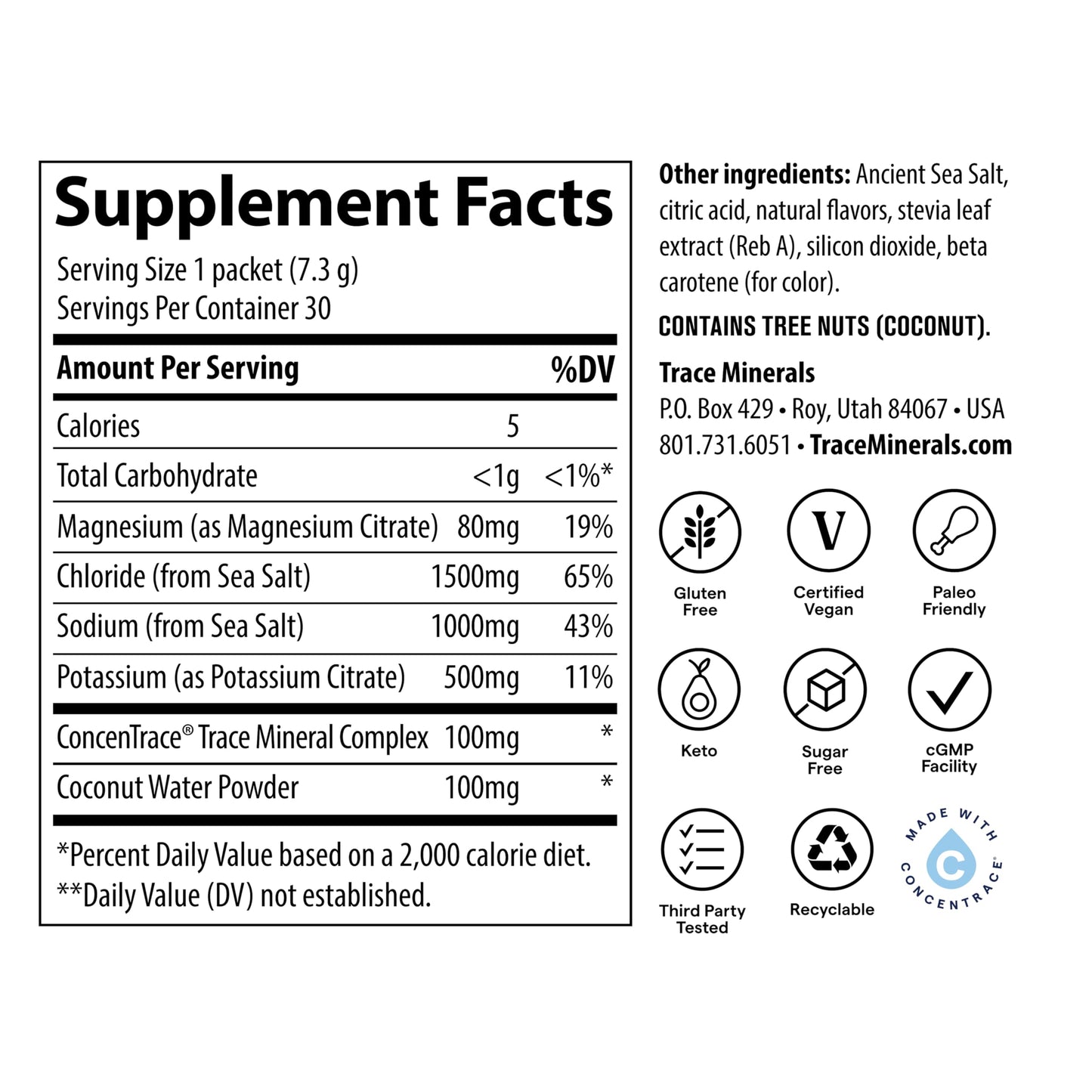 Trace Minerals ZEROLyte Salty Mango Electrolyte Powder Packets, 7.4 oz