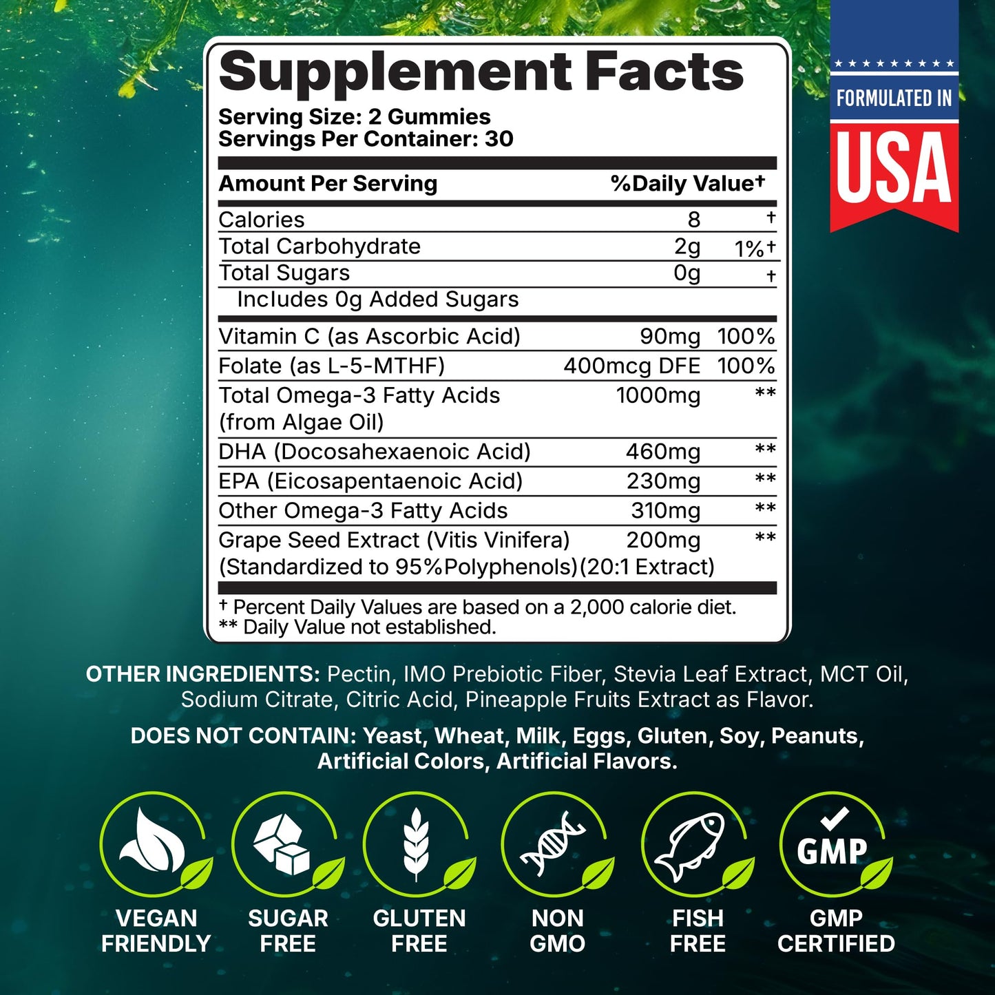 Yi Nutrition Marine Algae Omega 3 Gummies, 60 Ct