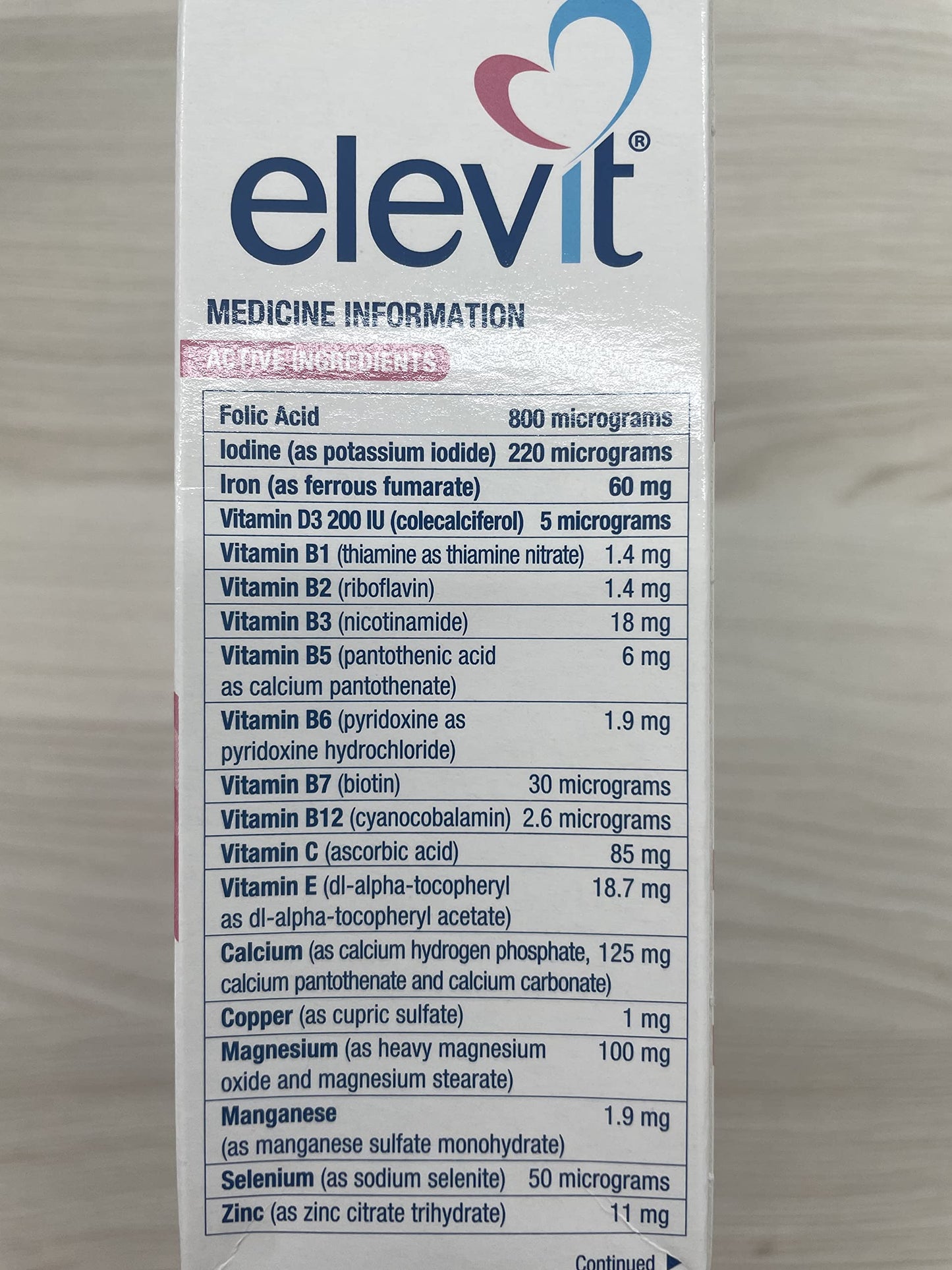 ELEVIT Elevit TAB with Iodine Tablet, 100 Count