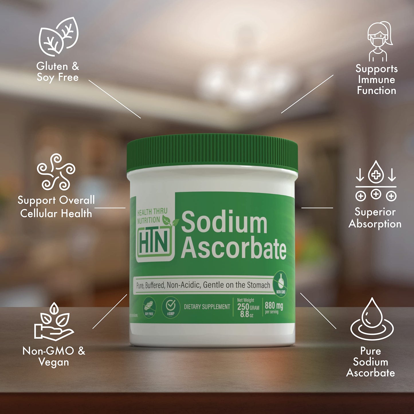 Health Thru Nutrition Sodium Ascorbate Vitamin-C Powder 8.82 Ounce