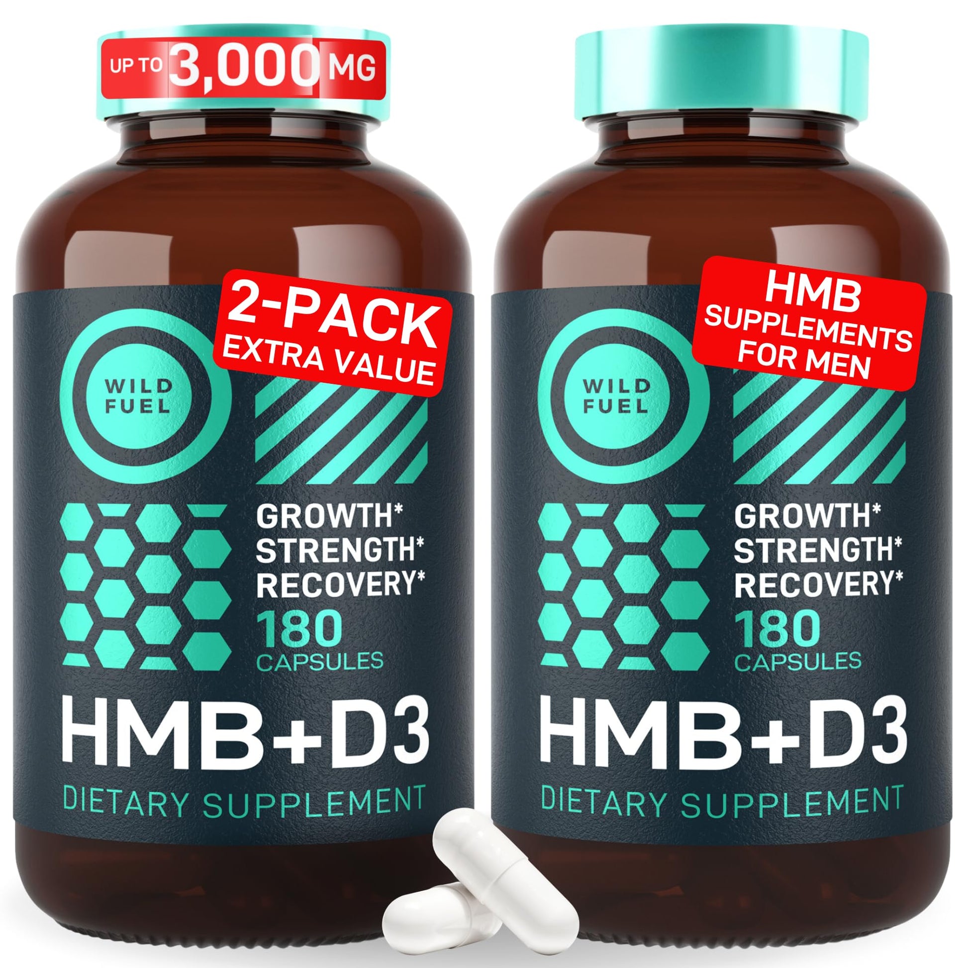 WILD FUEL HMB and Vitamin D3 Supplement Capsules 360 Capsules