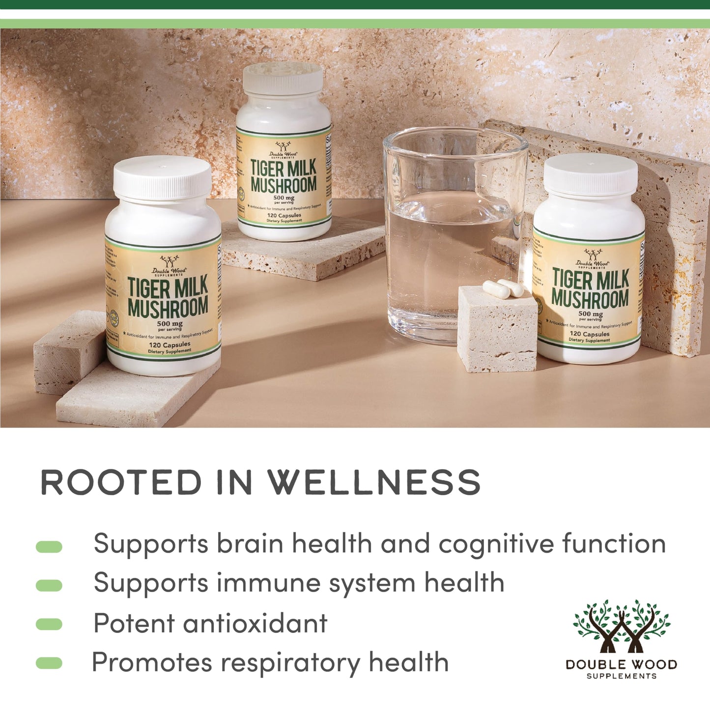 Double Wood Supplements Tigers Milk Mushroom Supplement (Lignosus Fungi) 120 Capsules