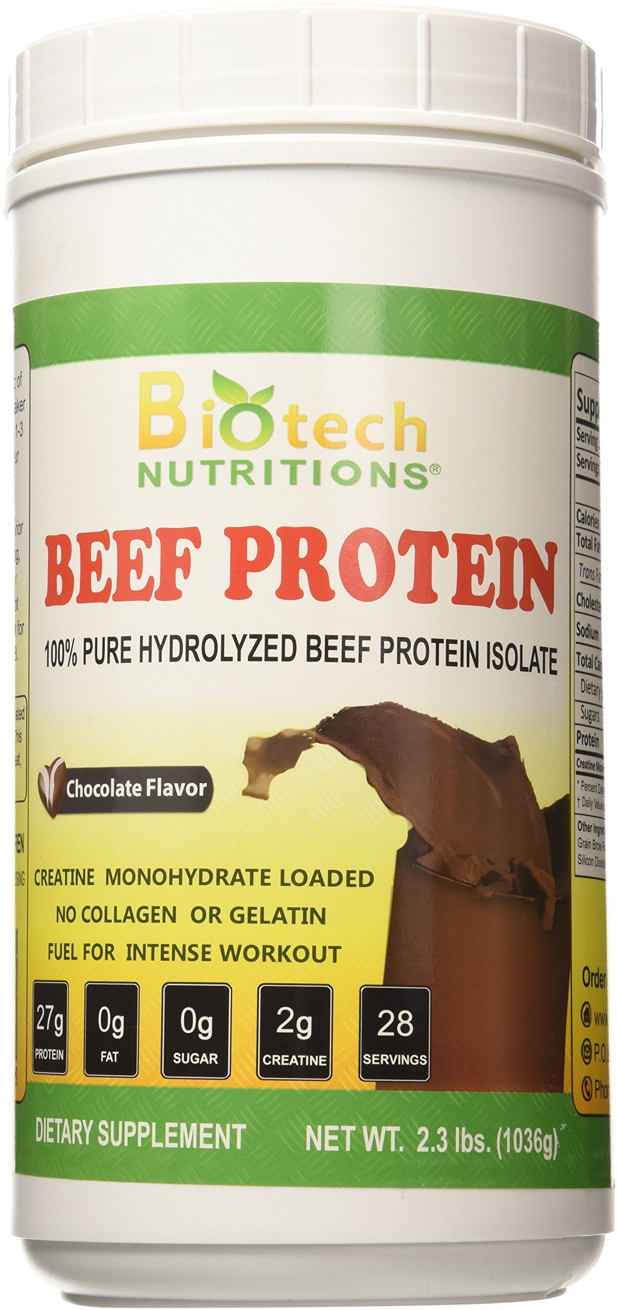 Biotech Nutritions Hydrolyzed Beef Protein Powder Chocolate, 2.3 Pound, 36.8 Servings