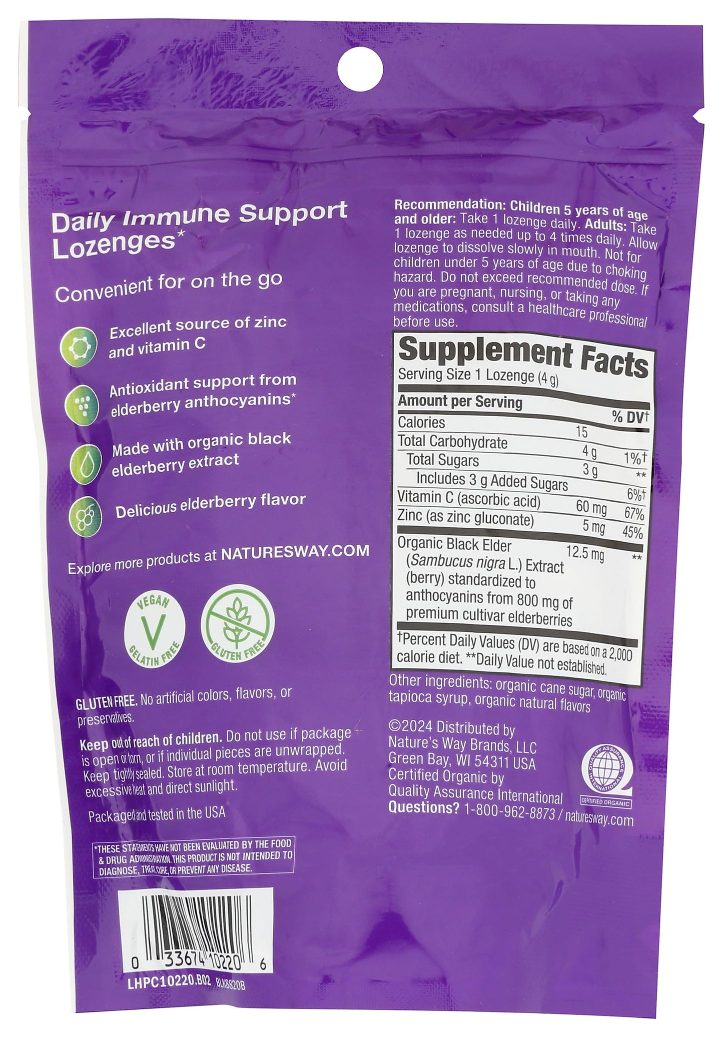 Nature's Way Sambucus Immune Lozenges Tablets 24 Count