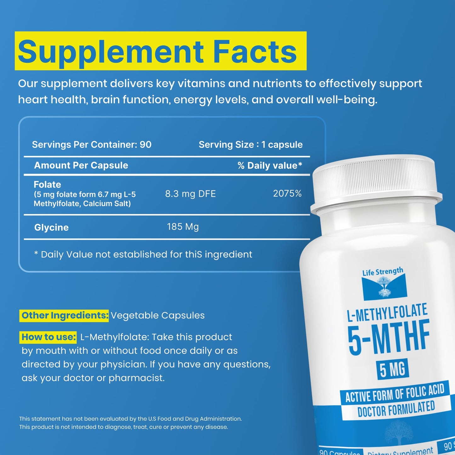 LifeStrength L Methylfolate 5mg Capsule, 90 Count