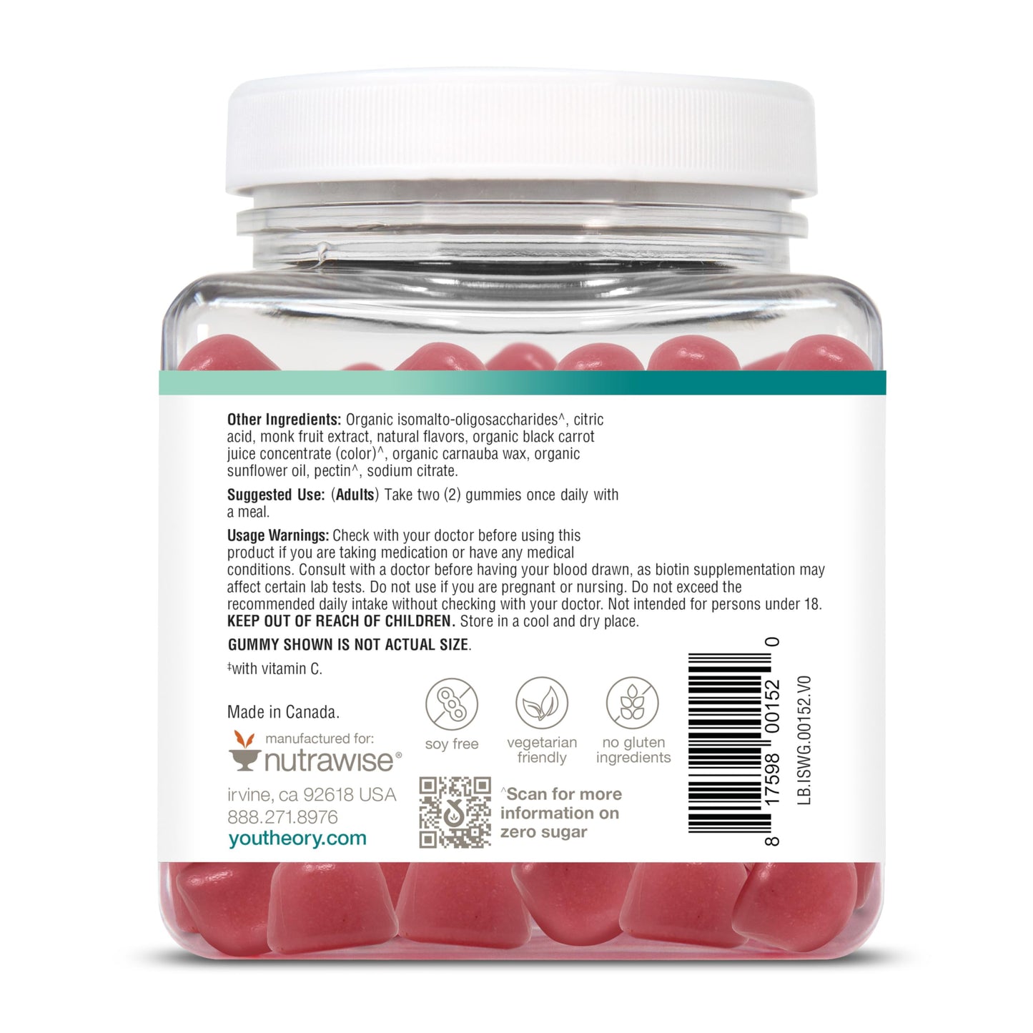 Youtheory Zero Sugar Irish Sea Moss Gummies 60 Count
