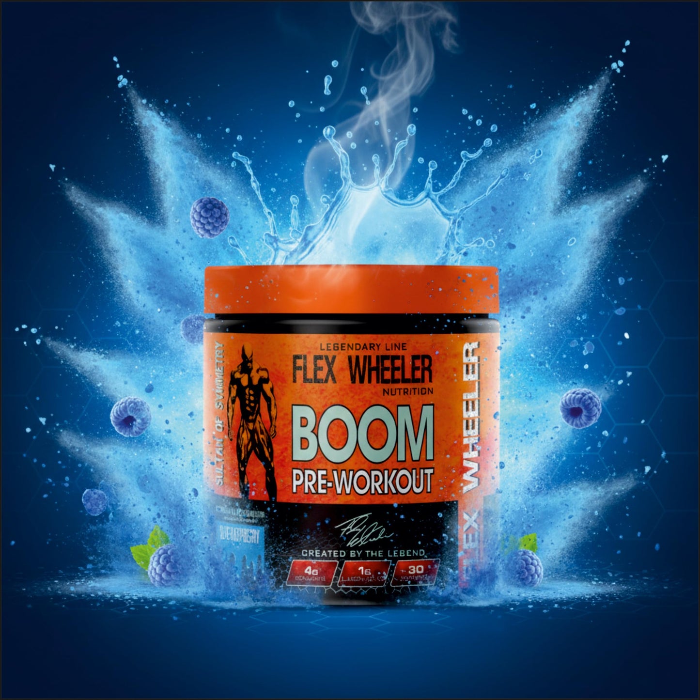 FLEX WHEELER NUTRITION Boom Pre Workout Powder 7.94 oz