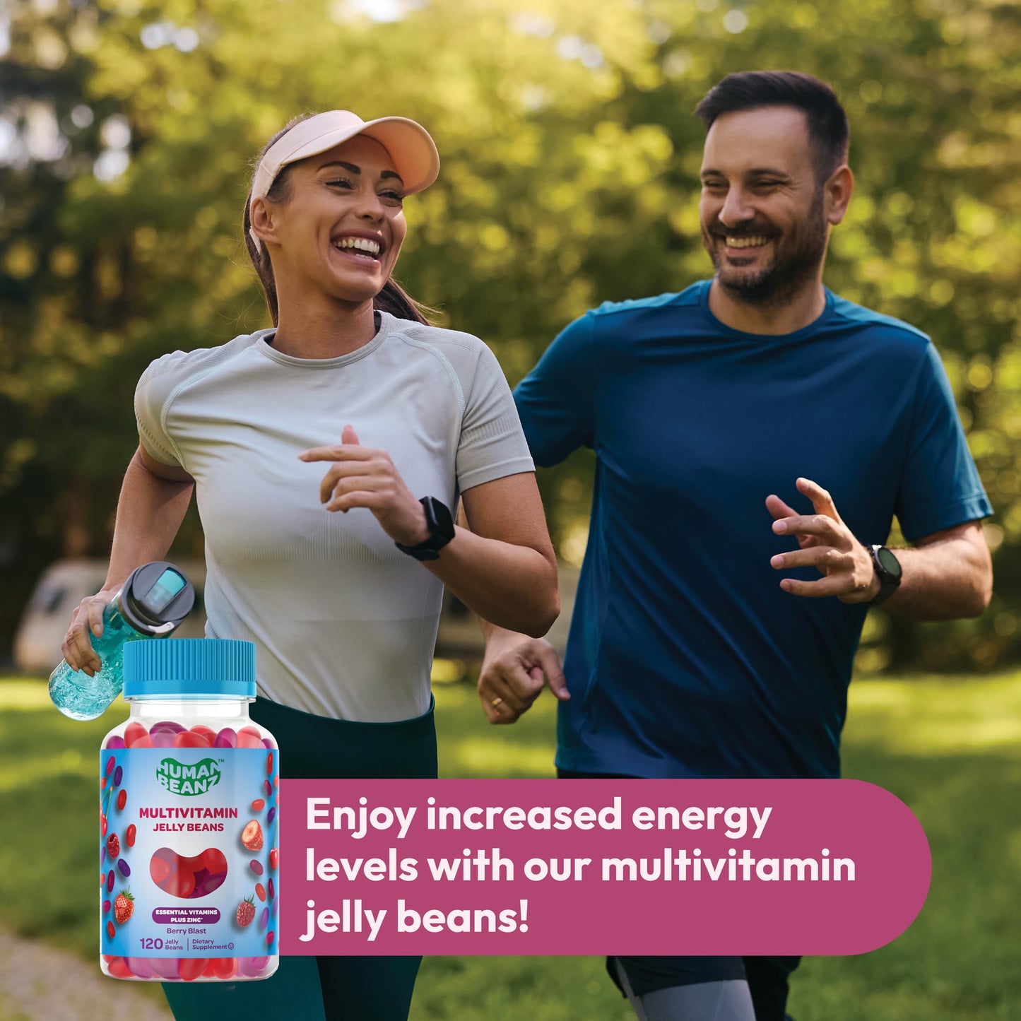 Human Beanz Multivitamin Jelly Bean Gummies with Zinc for Men and Women, Berry Blast Flavor, 120 Gummies