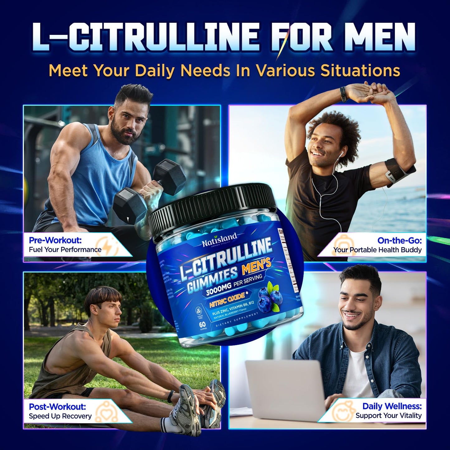 NATISLAND L-Citrulline for Men Gummies 60 Count