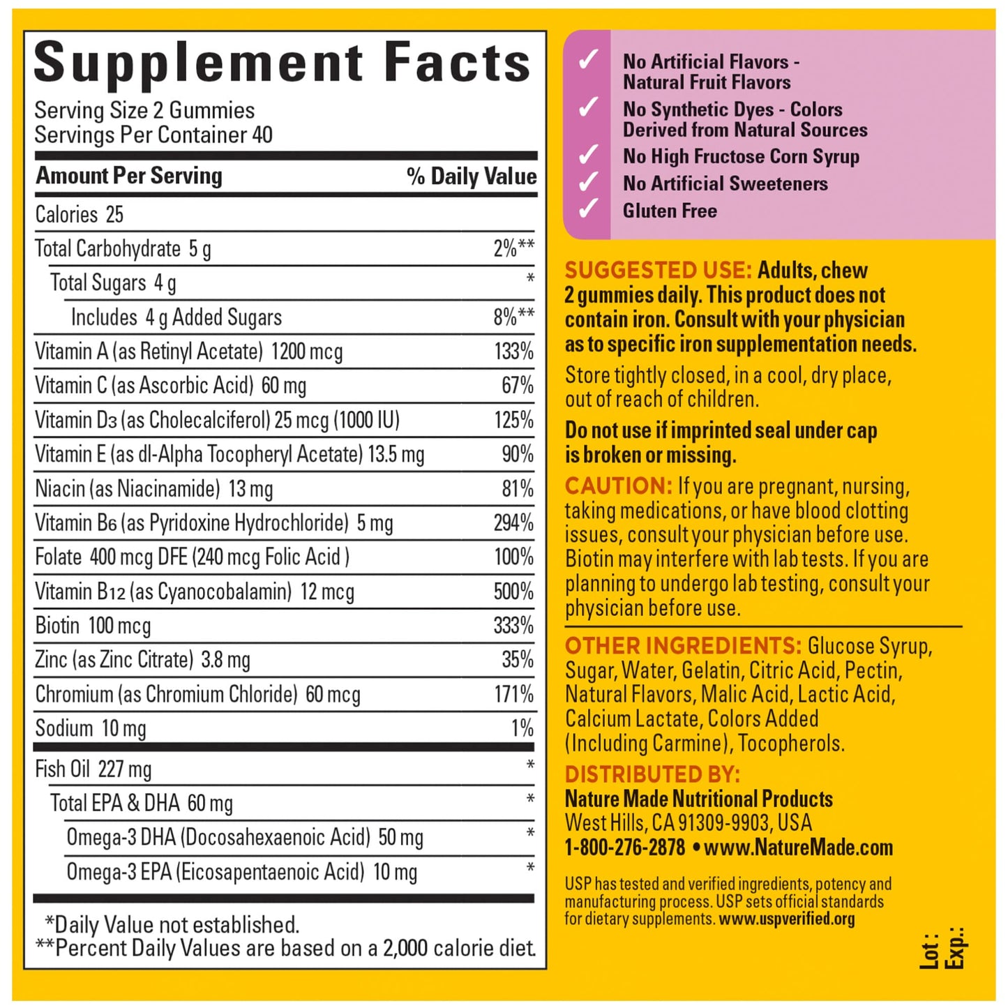Nature Made Women's Gummy Multivitamins with Omega-3, 80 Count