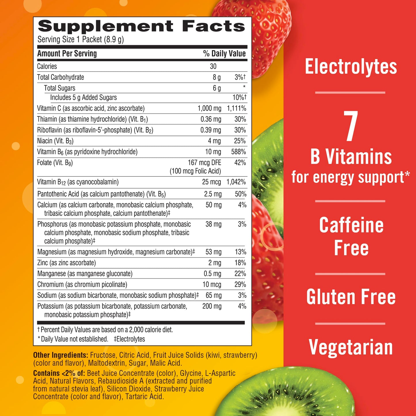 Emergen-C 1000mg Vitamin C Immune Support Powder Strawberry Kiwi, 30 Count