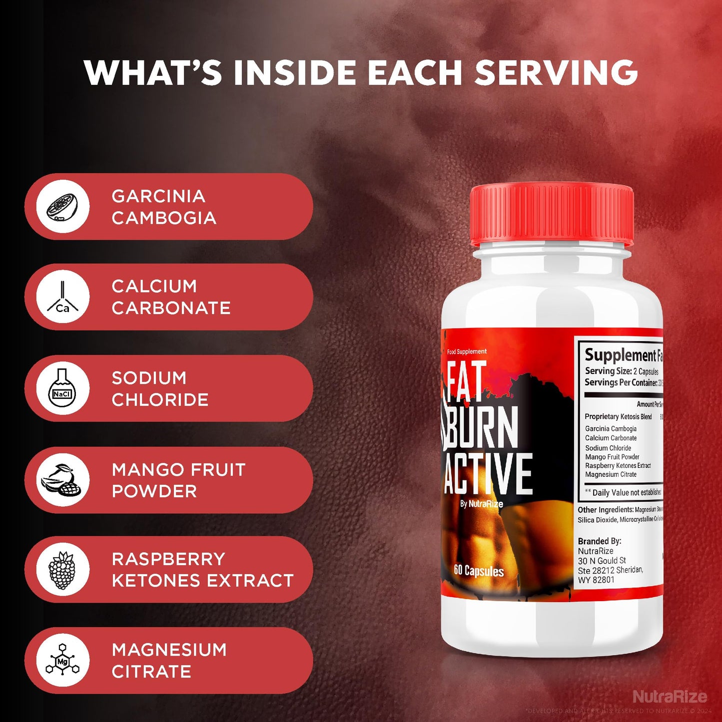 NutraRize Fat Burn Active Keto Capsules, 60 Count