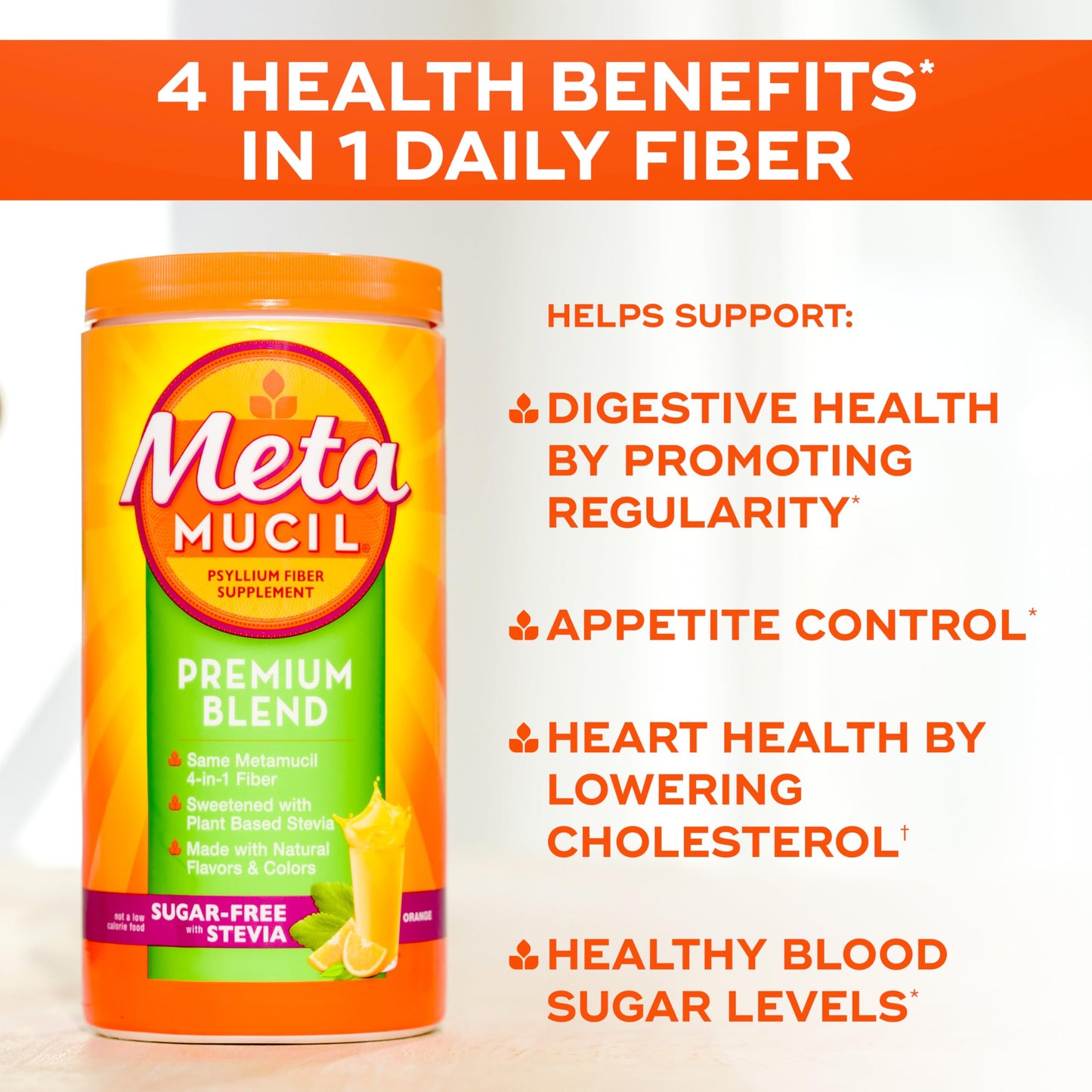 Metamucil Premium Blend Psyllium Husk Fiber Powder, 37.1 oz