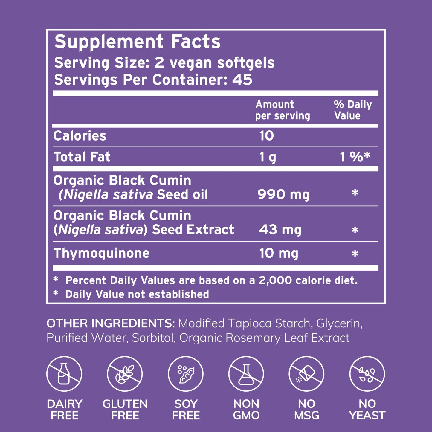 Eya Vitamins Organic Egyptian Black Cumin Seed Oil Softgel 90 Count