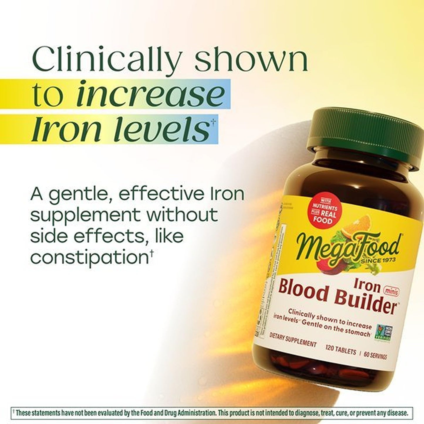MegaFood Blood Builder Iron Supplement Energy Support Tablet, 120 Tablets