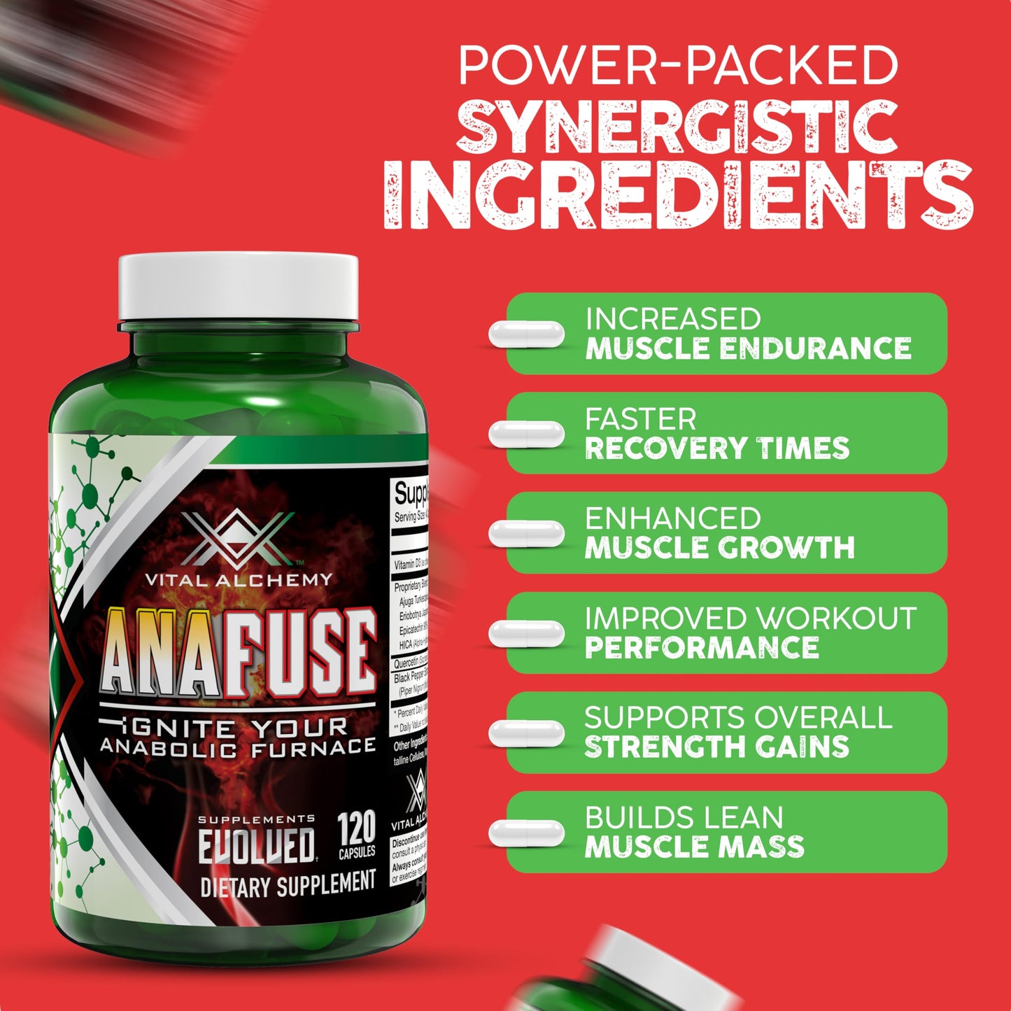 Vital Alchemy Supplements Anafuse Turkesterone Supplement 120 Capsules