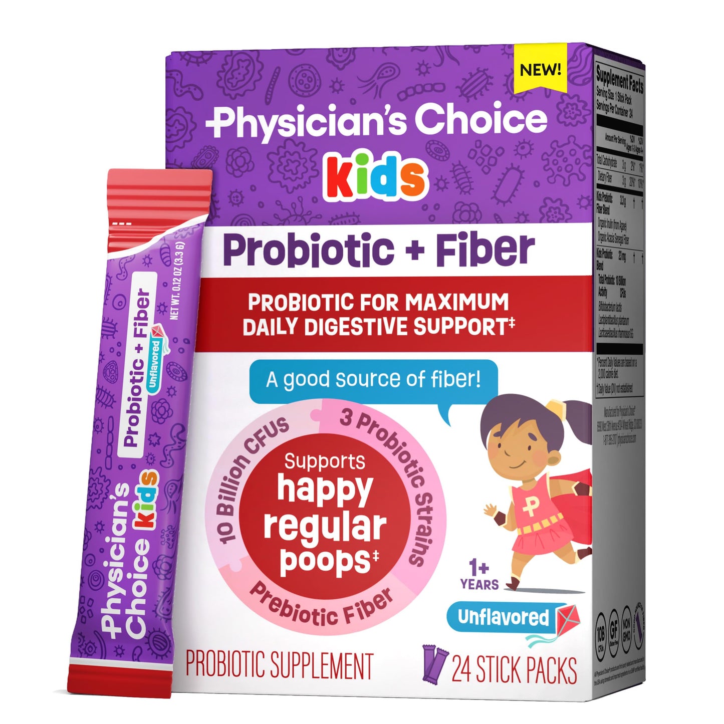 Physician's CHOICE Kids Happy Tummy Bundle Chewable 54 Count