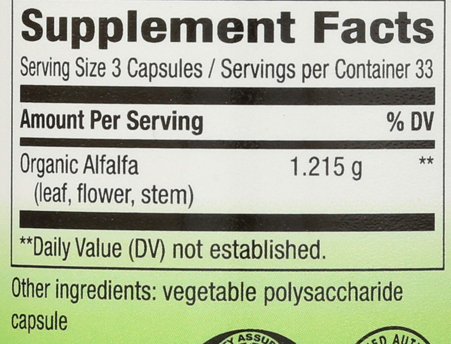 Nature's Way Alfalfa Capsule 100 Count