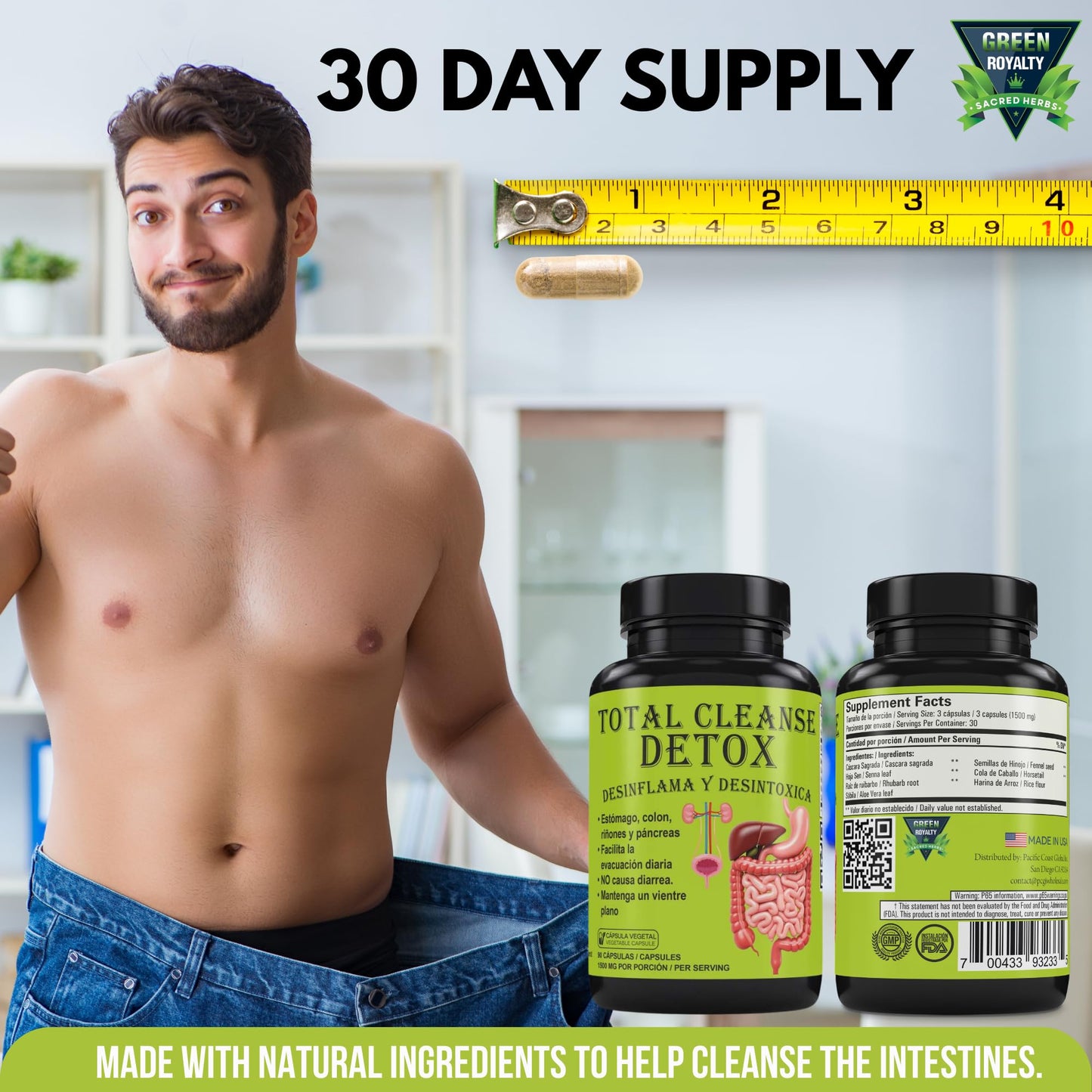 GREEN ROYALTY Total Cleanse Detox Capsules 90 Count