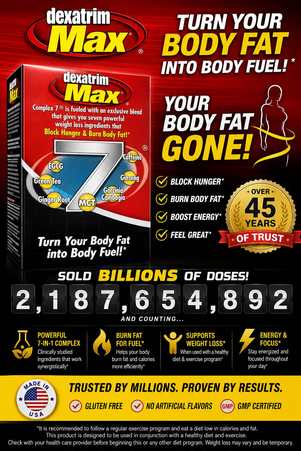 ILIOS NVE Dexatrim Max Appetite Suppressant for Weight Loss, 120 Capsules