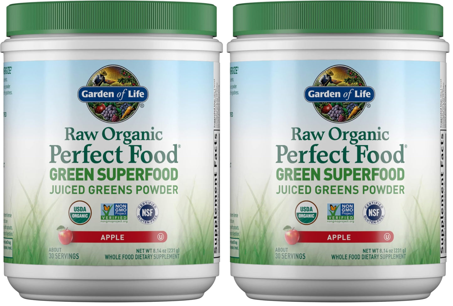 Garden of Life Raw Organic Perfect Food Green Superfood Juiced Greens Powder, 30 Servings (Pack of 2)
