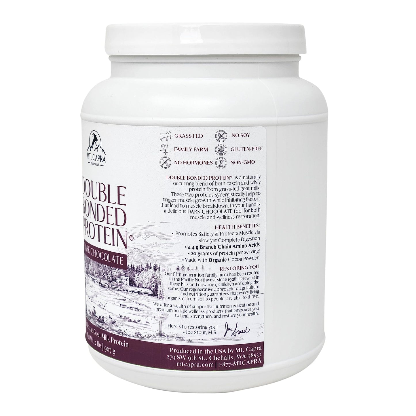 MT. CAPRA SINCE 1928 Double Bonded Protein Dark Chocolate Whey Protein Powder 32