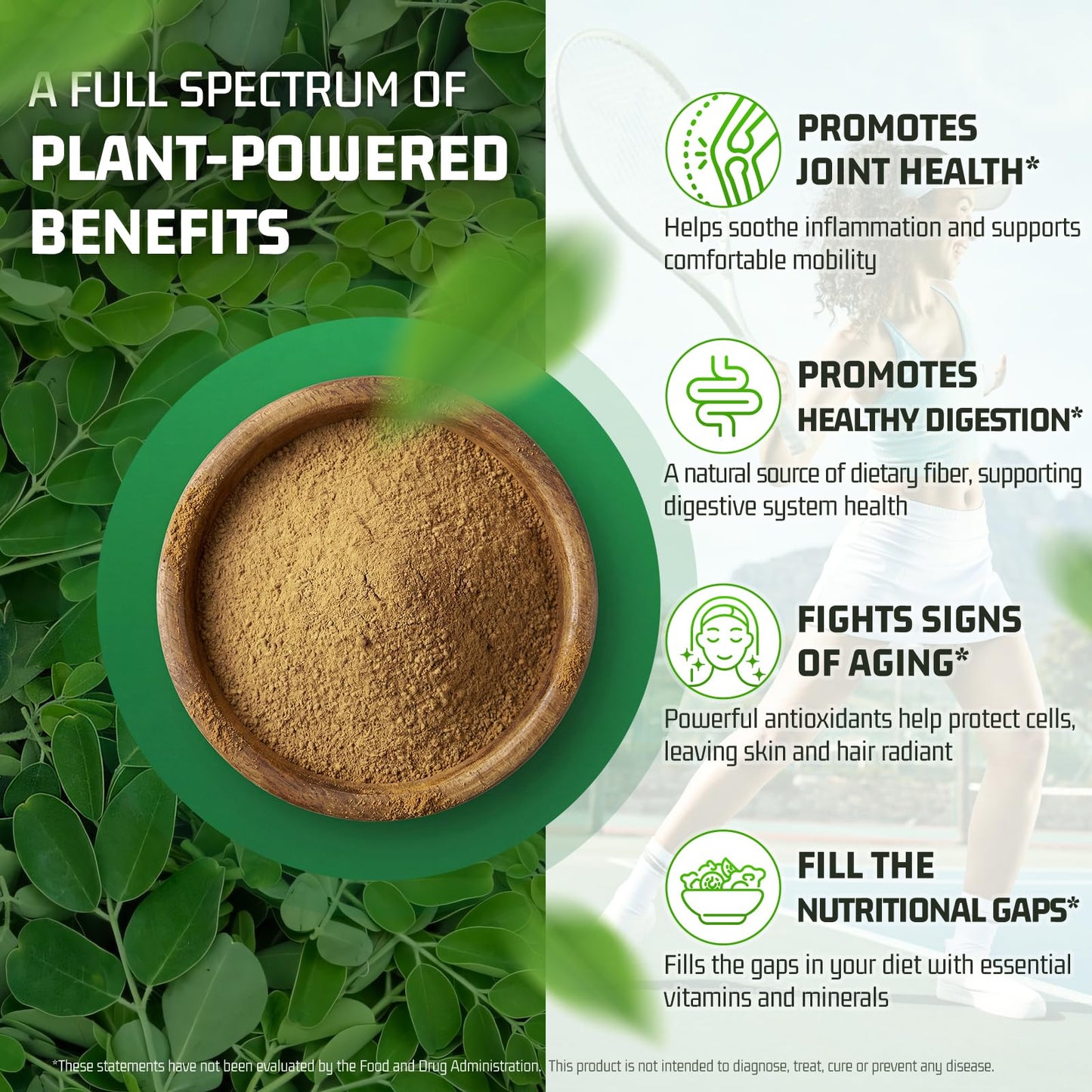 Nature Echo Moringa Oleifera Capsules 50:1 High Potency Extract, 60 Count
