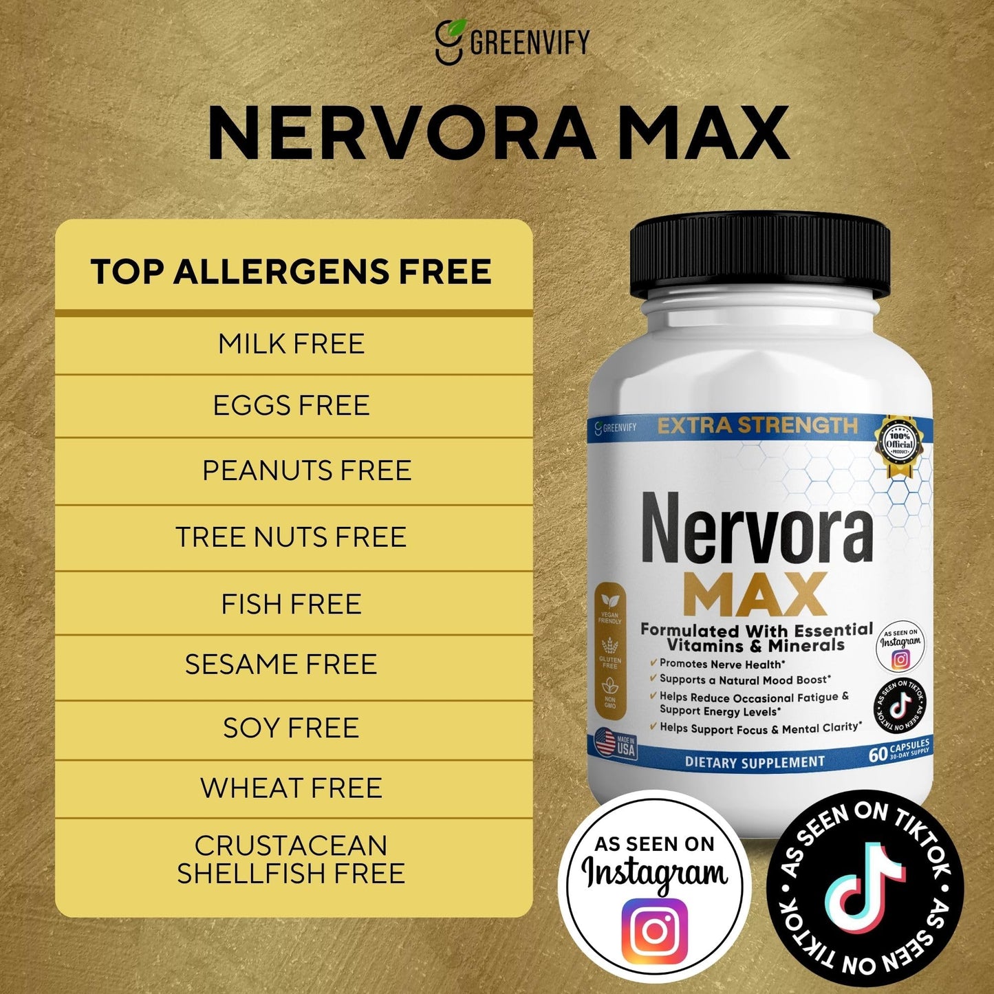 GREENVIFY Nervora MAX Dietary Supplement 60 Capsules