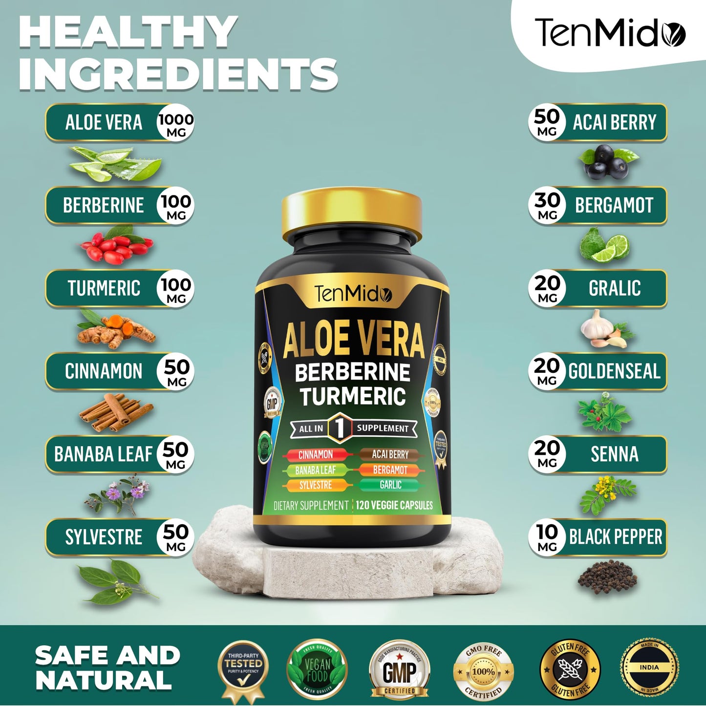 Tenmido Aloe Vera Capsules 120 Capsules