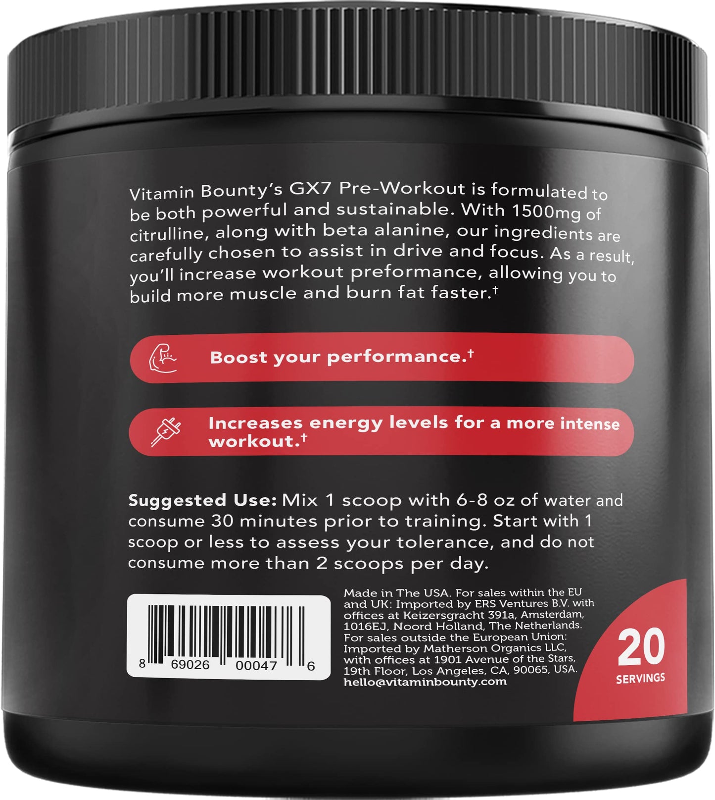 Vitamin Bounty GX7 Pre Workout Powder 9.1 oz