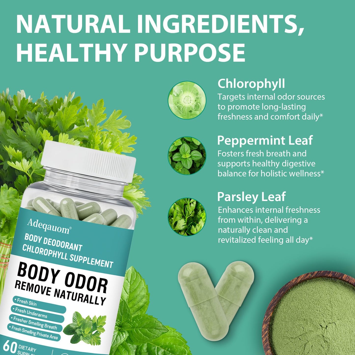 Adeqauom Chlorophyll Capsules 60 Count