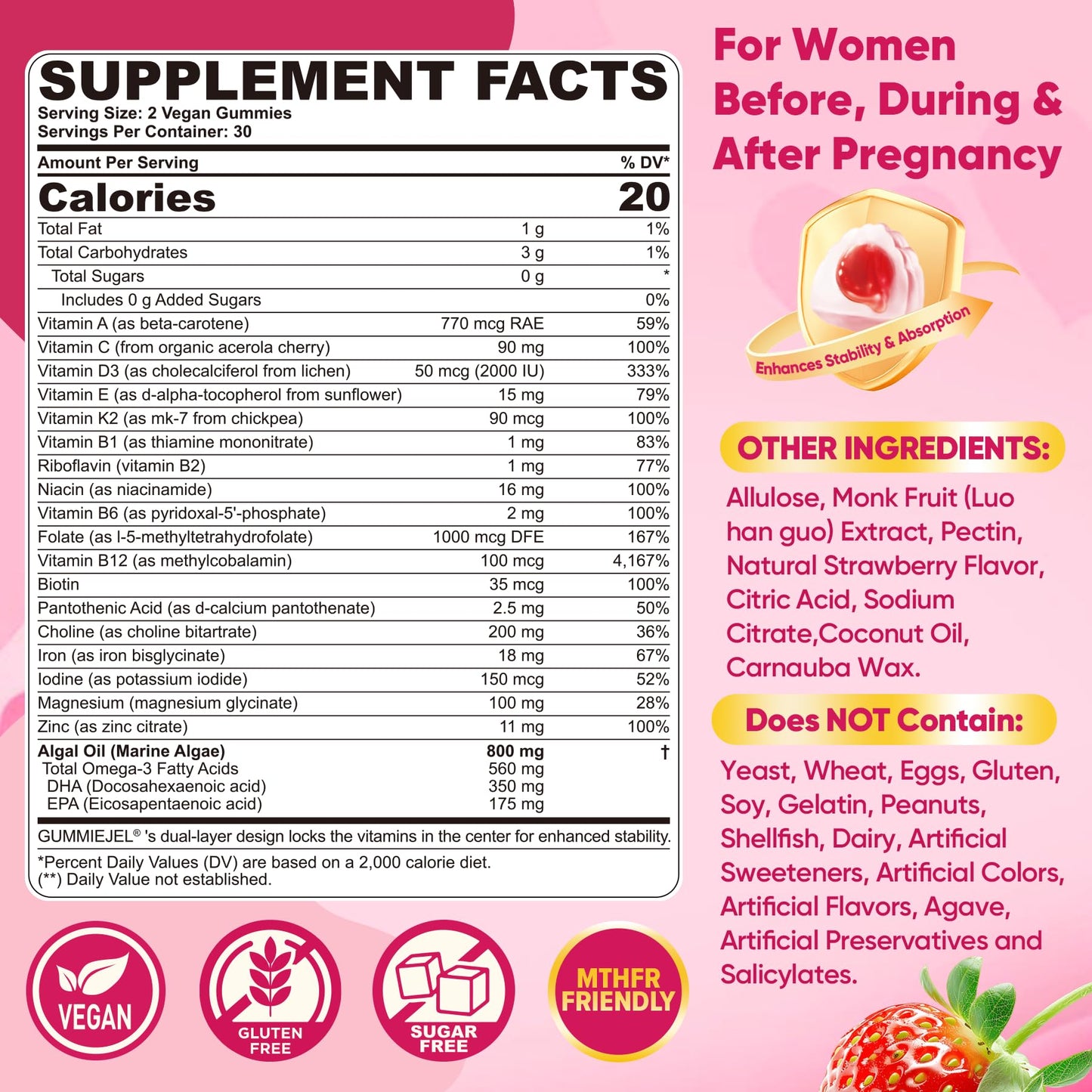 Nextdia Women 50+ Multivitamin Gummies + Prenatal Vitamins Gummies 120 Count