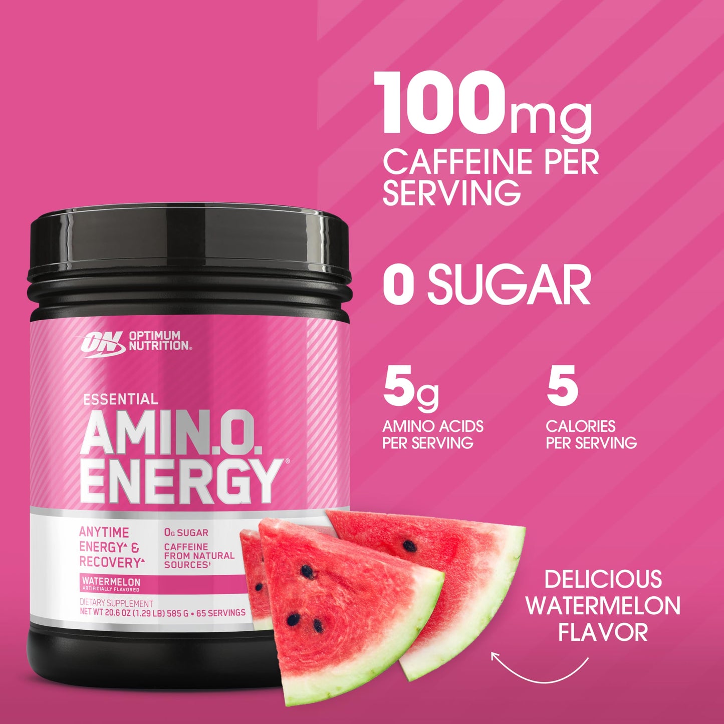 Optimum Nutrition Amino Energy Powder - Pre Workout with Green Tea, BCAA, Amino Acids, Keto Friendly, Green Coffee Extract, Watermelon, 65 Servings, Pack of 6