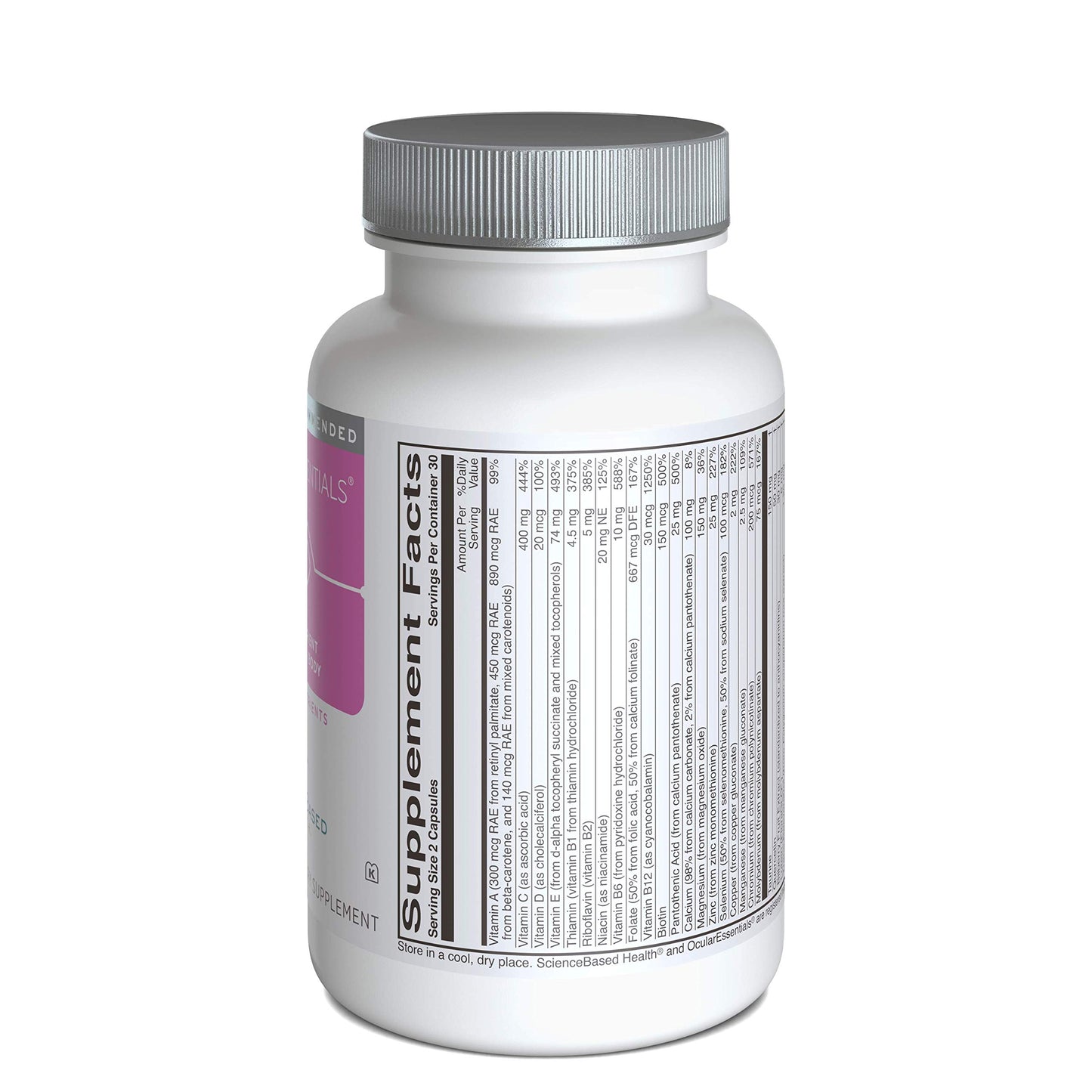 ScienceBased Health OcularEssentials Daily Multivitamin with Eye Health Support – 30+ Nutrients Including Lutein, Zeaxanthin, Resveratrol & Plant-Based Antioxidants, 60 Capsules