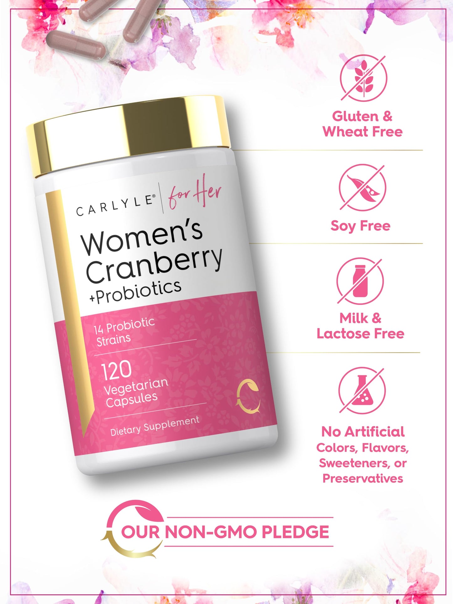 Carlyle Women's Cranberry Plus Probiotics, 120 Capsules