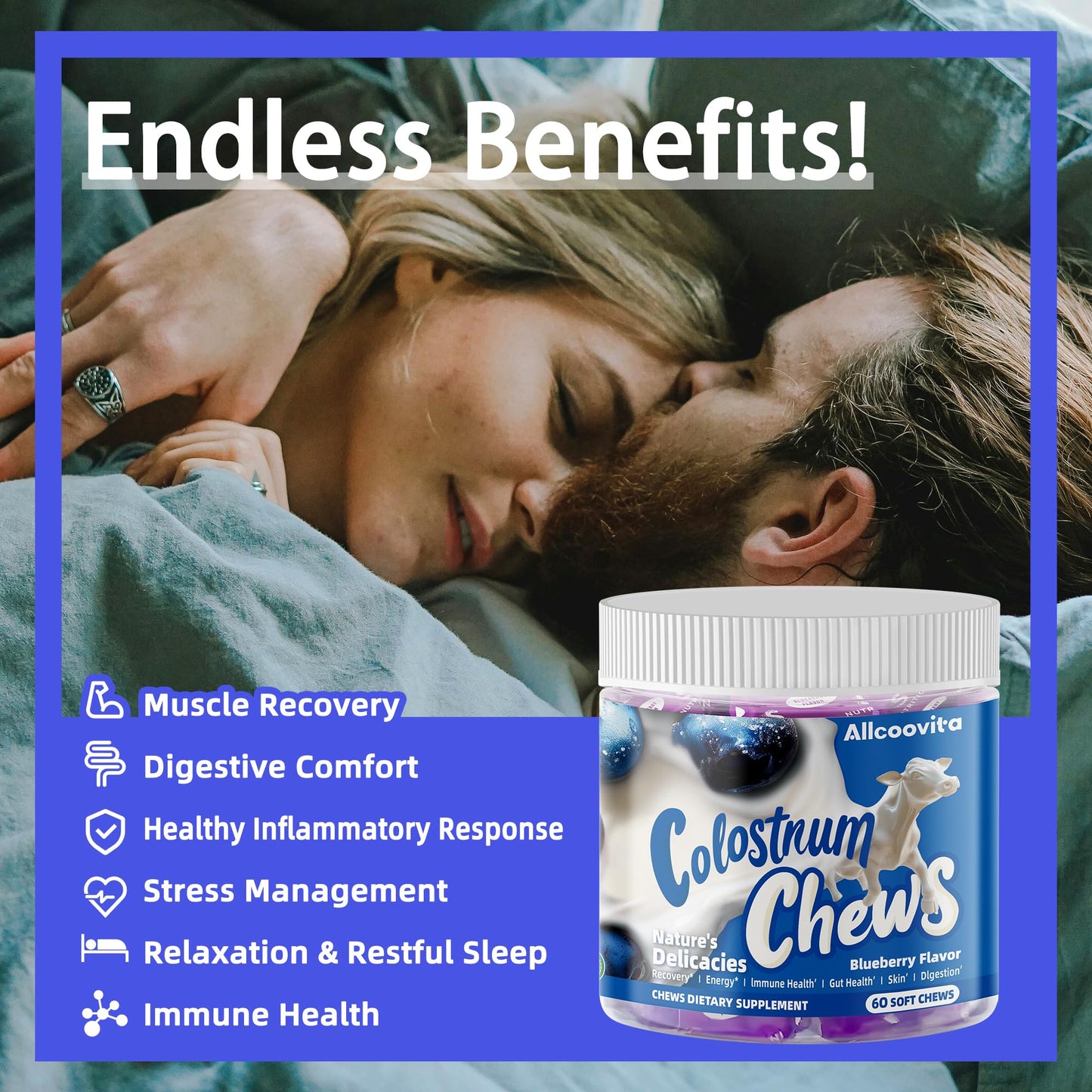 Allcoovita Bovine Colostrum Soft Chews, 60 Servings