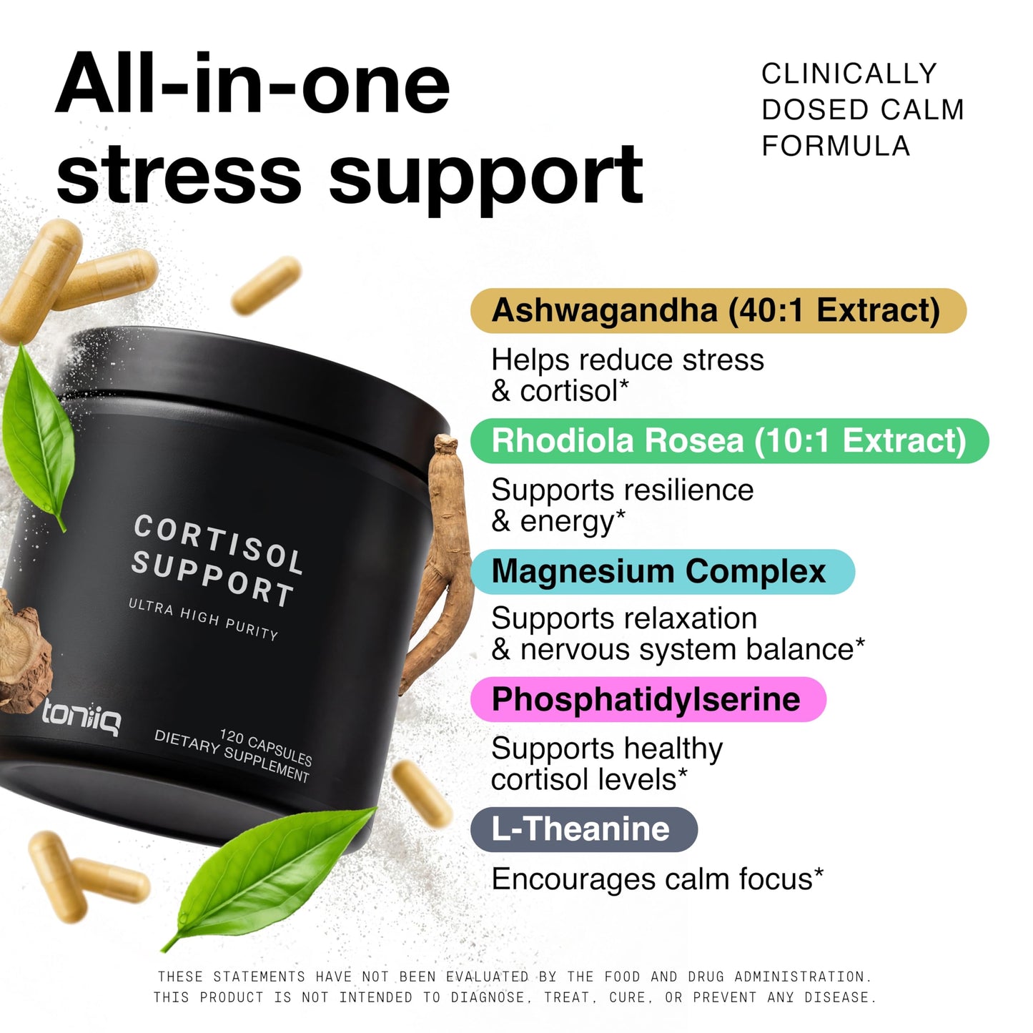 Toniiq Cortisol Supplement Capsules, 120 Count