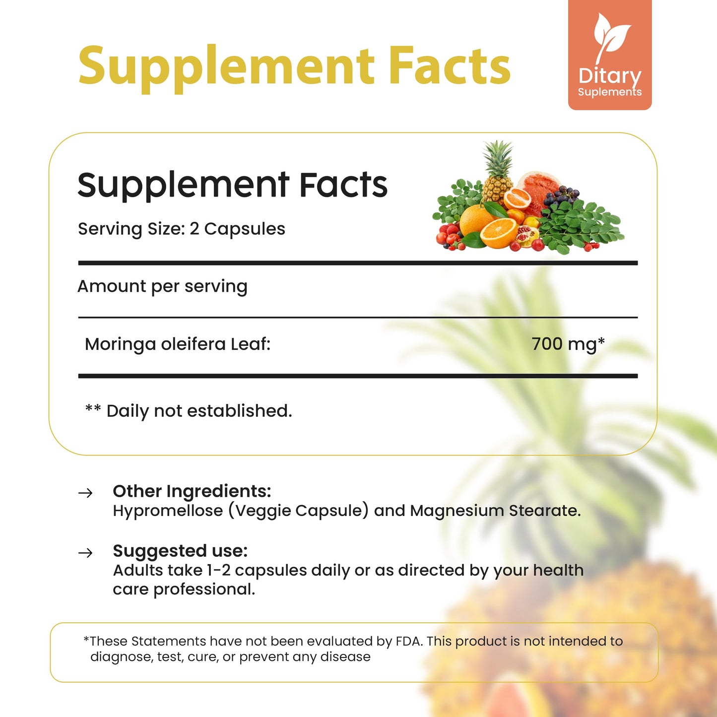 Bella All Natural Moringa Capsules Capsule 60 Count