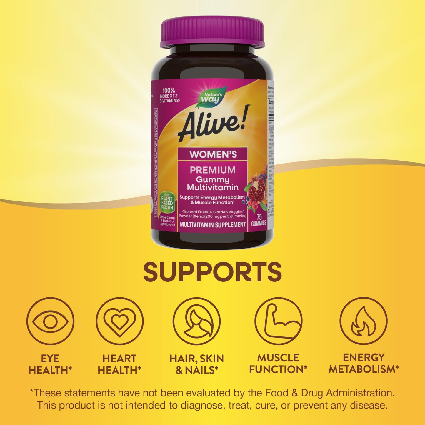 Nature's Way Alive! Premium Women’s Gummy Multivitamin Supplement, 75 Gummies