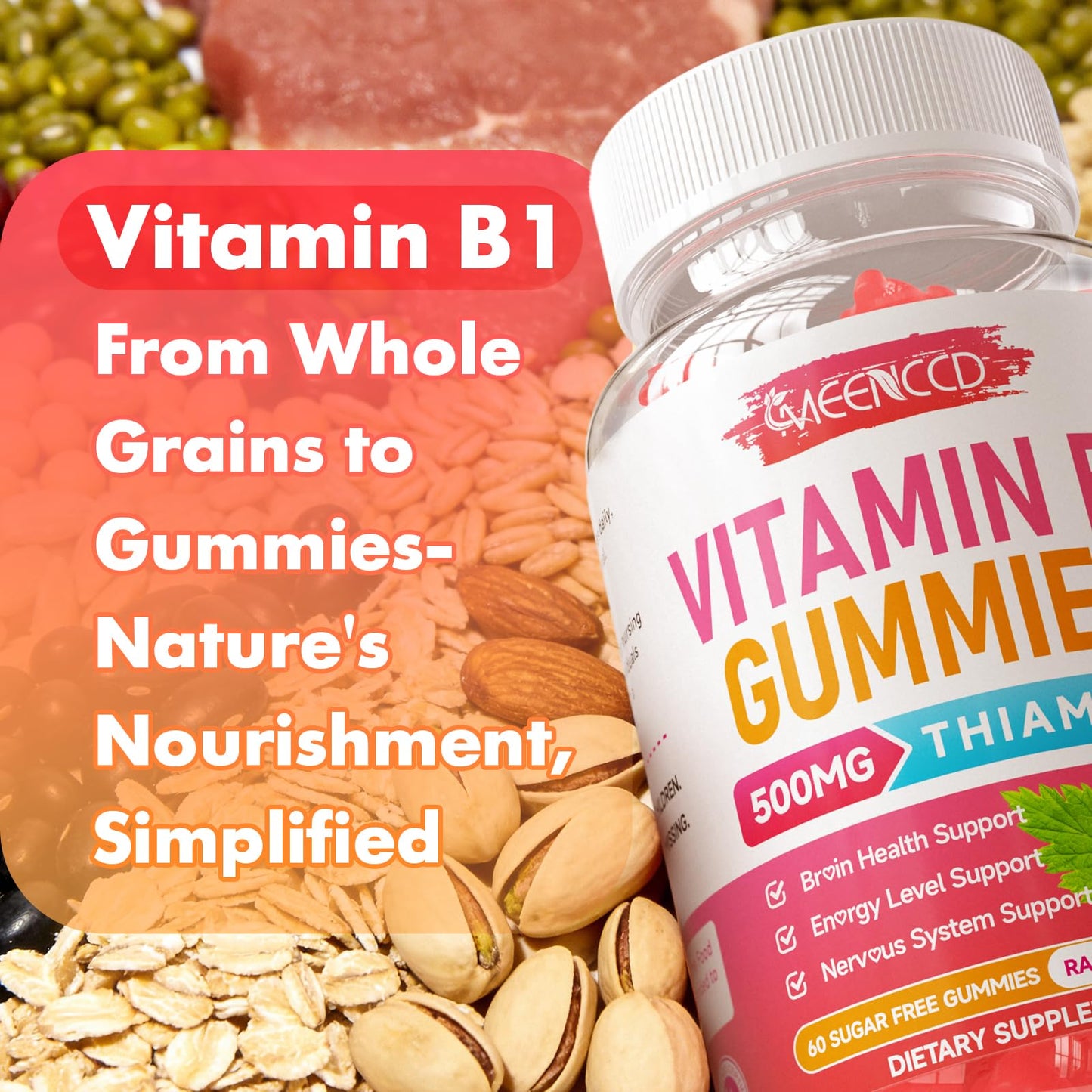 MEENCCD Vitamin B1 Gummies 120 Count