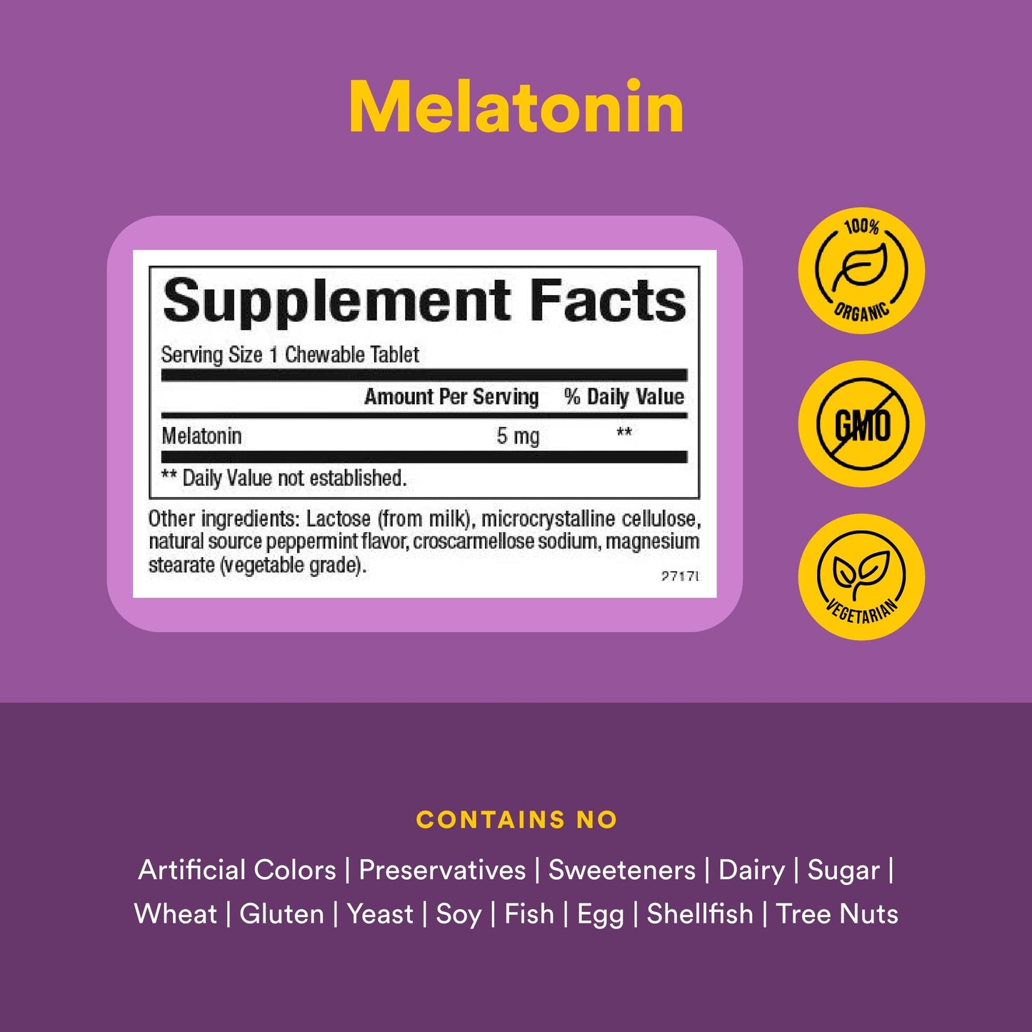Natural Factors Stress-Relax Melatonin 5 mg Tablet, 180 Tablets