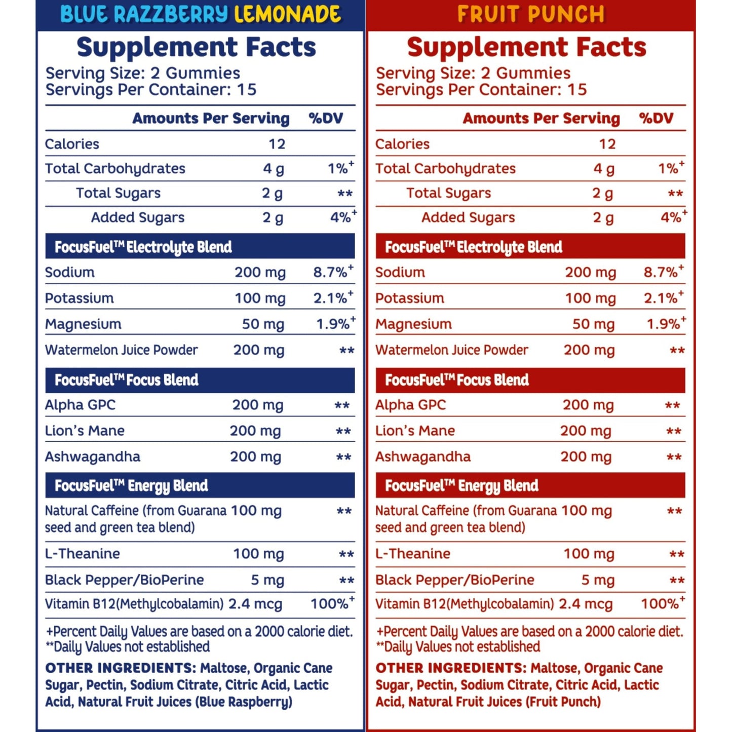 FocusFuel Energy Chews Variety Pack – Fruit Punch & Blue Razzberry Lemonade Flavors, 60 Chews