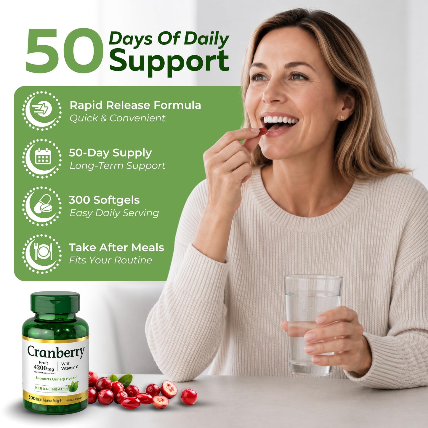 Generic Cranberry Supplement for Women 4200mg with Vitamin C and Vitamin E – Urinary Tract Health Support Softgels 300