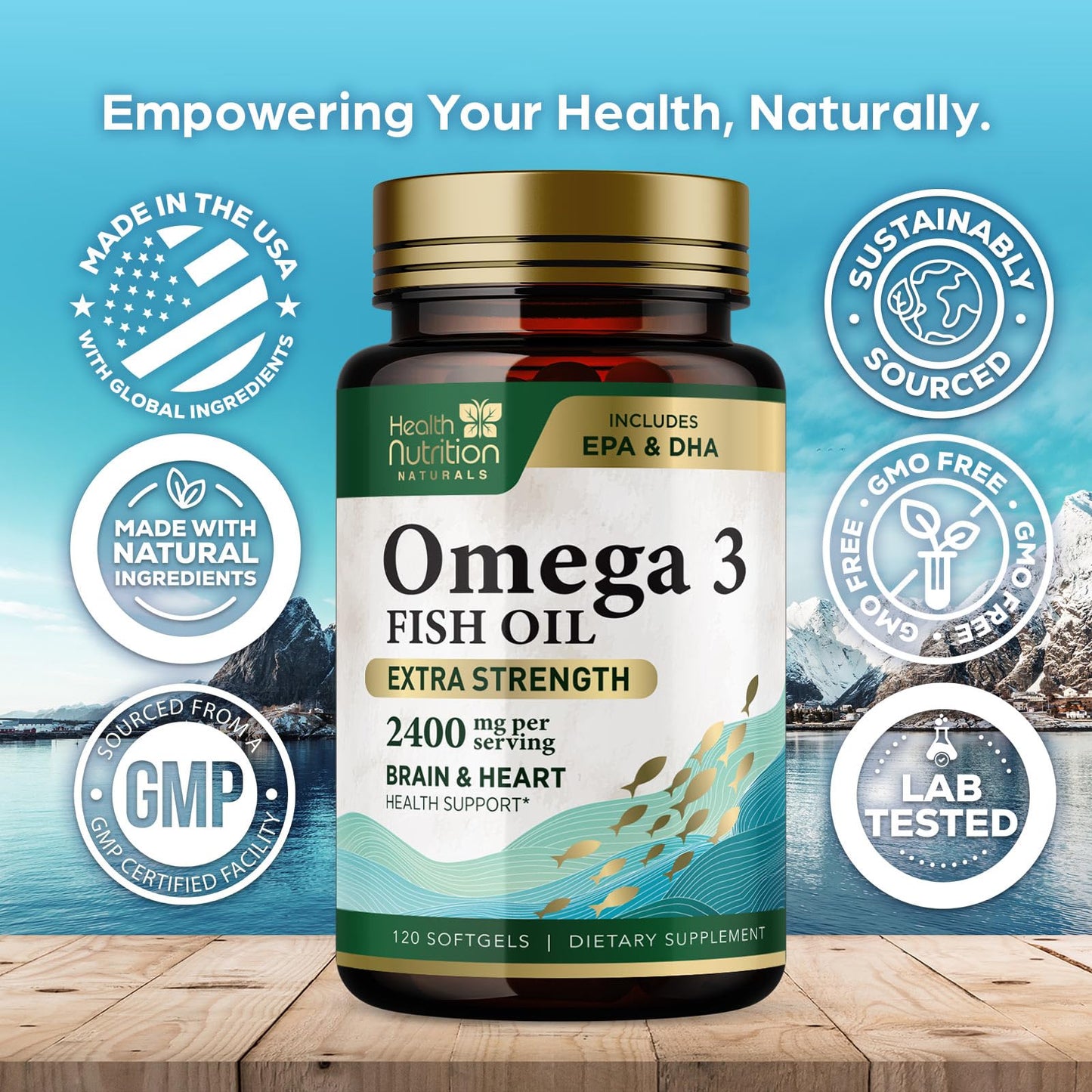 Health Nutrition Naturals Omega-3 Fish Oil Softgels 120