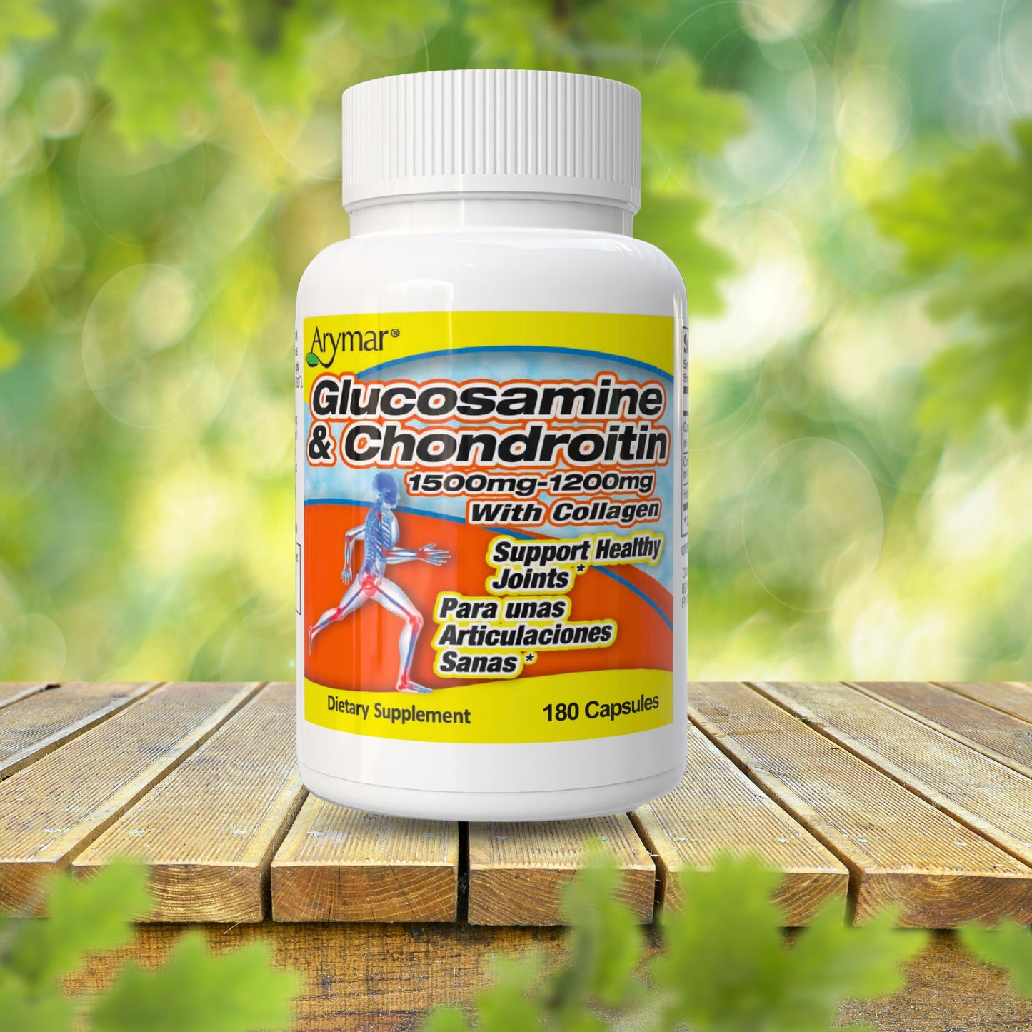Arymar Glucosamine 1500 mg and Chondroitin 1200 mg with Collagen Joint Health Supplement Capsules, 90 Count