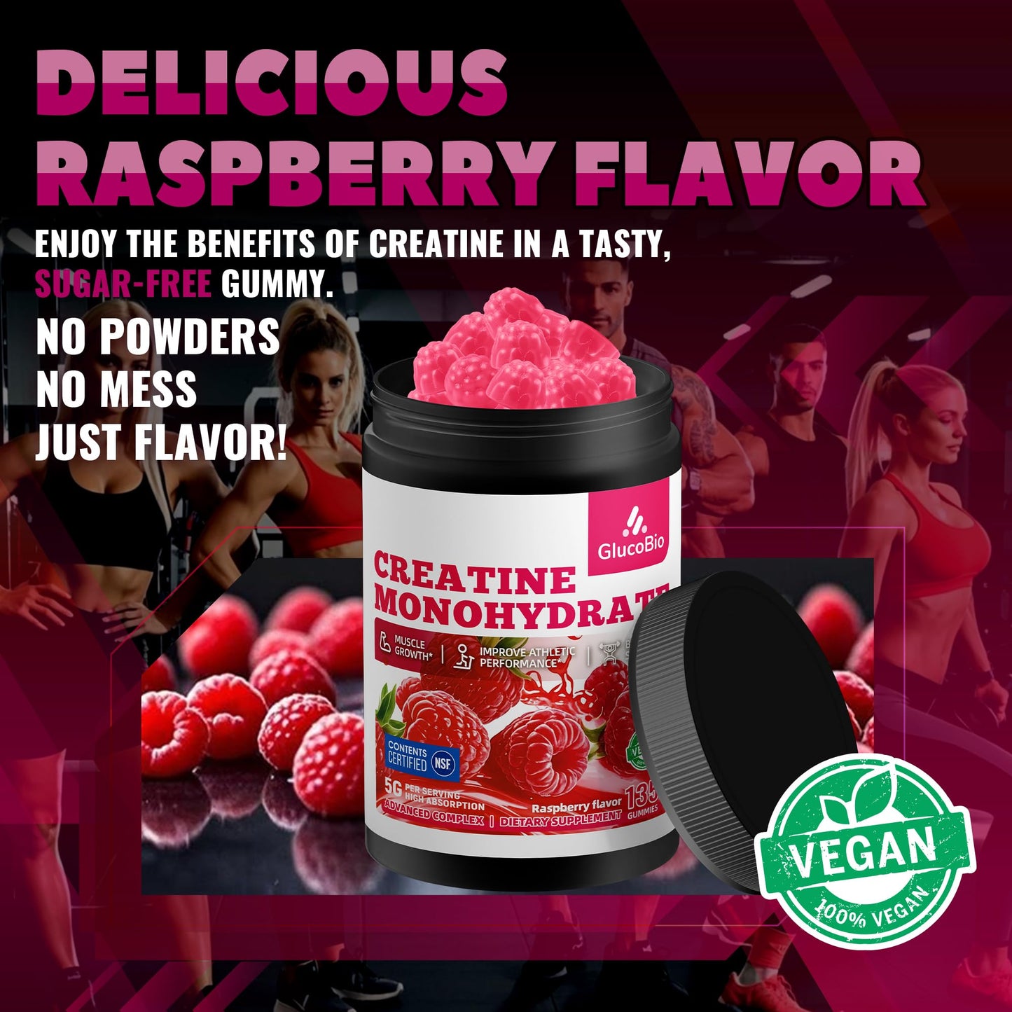 GlucoBio Creatine Monohydrate Gummies 135 Count